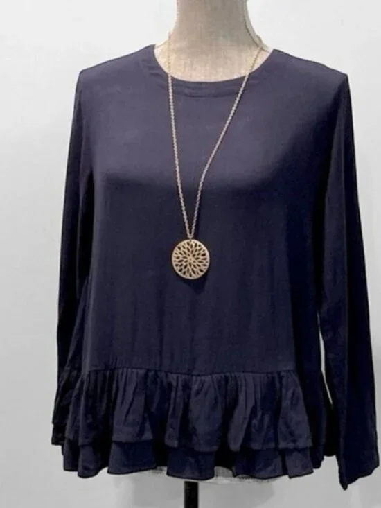 Rodebjer Lindy Blue Pablum Frill Long Sleeve Ruffle Tunic - Picture 1 of 13